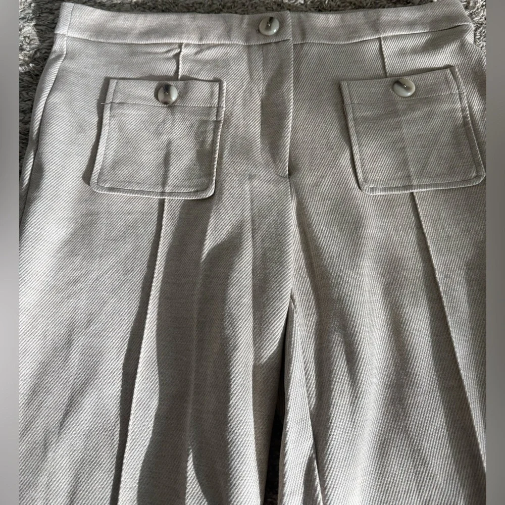 Rachel Zoe Light Gray Cropped Wide-Leg Pants - Picture 4 of 4